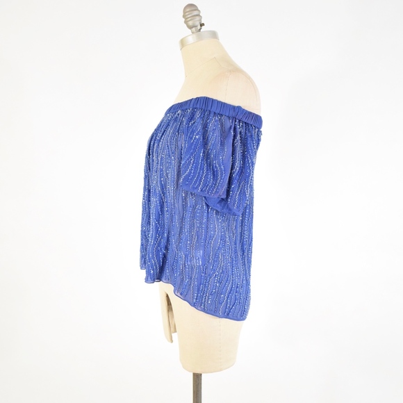 Parker Beaded Georgette Off-the-Shoulder Blouse - Picture 4 of 8